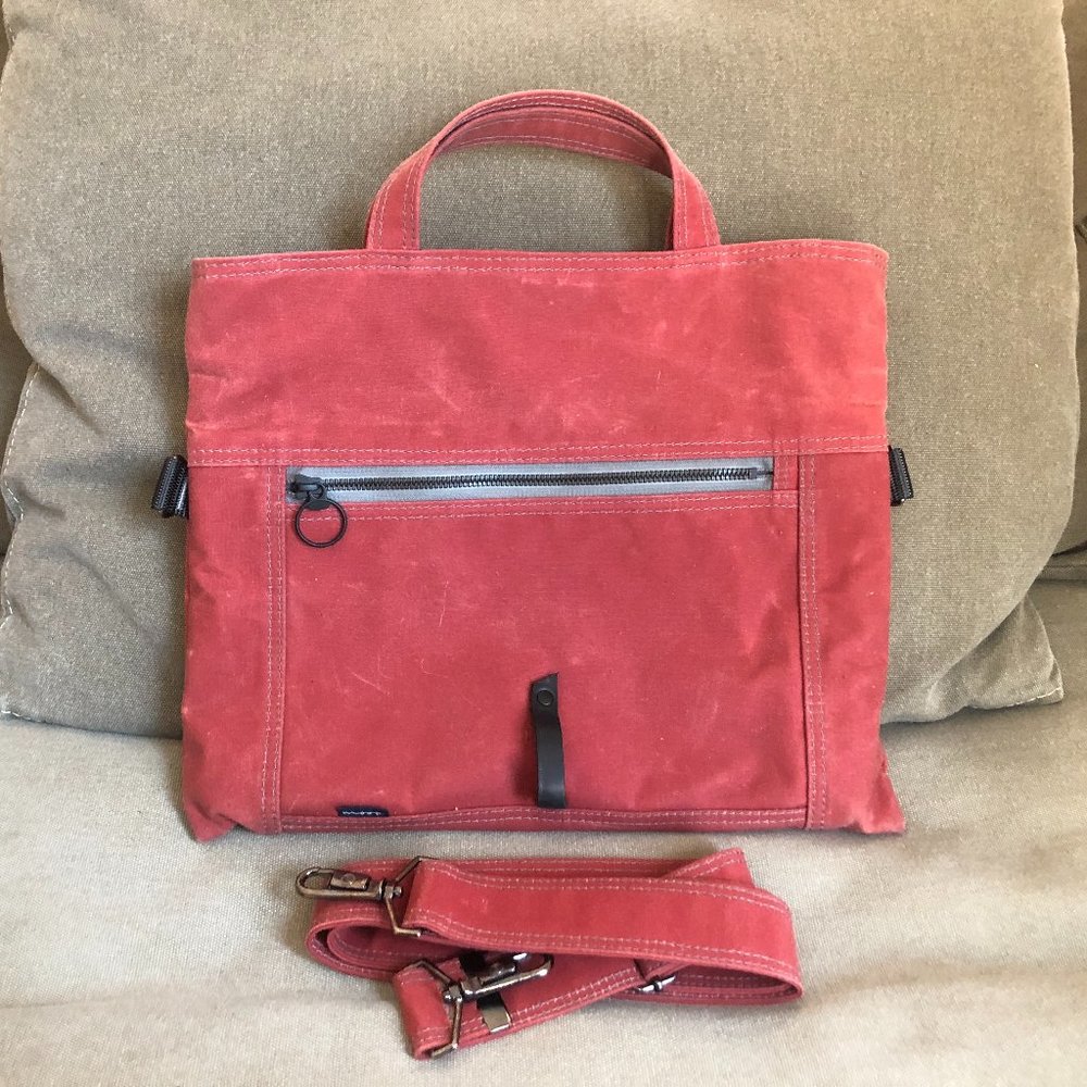 Moop Paperback Handbag Purse Faded Red Waxed Canvas Tote Clutch